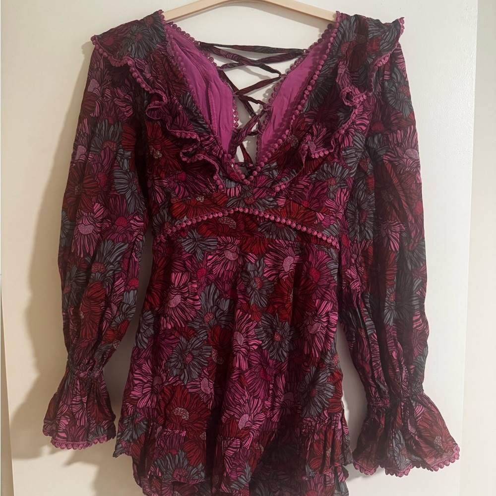 Floral Ruffle V-Neck Dress
